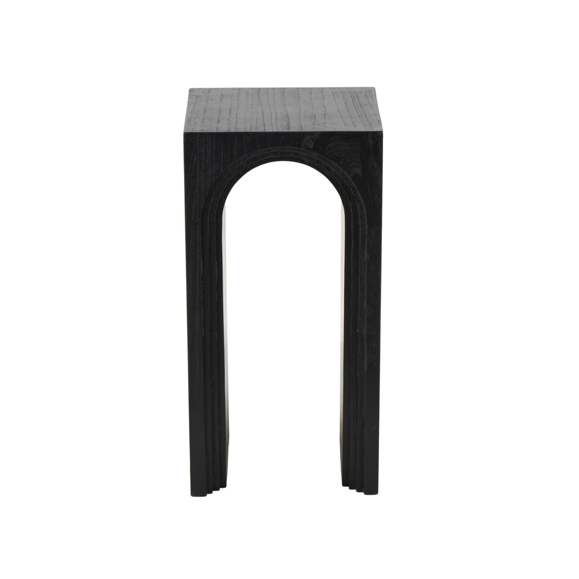 12" x 24" Black Wood Cutout Arch Side End Accent Table